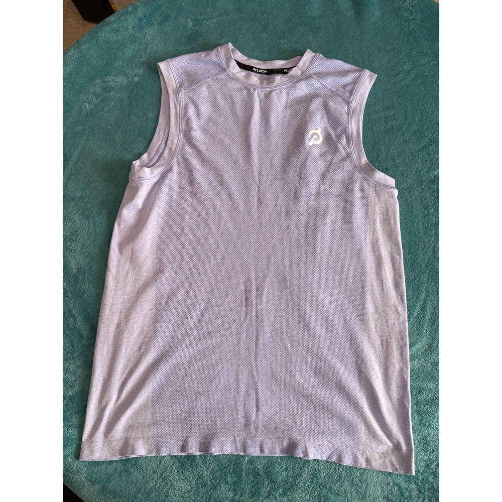 Peloton Mens Muscle Tank Top Light Purple Pointelle Knit Sleeveless Shirt Medium